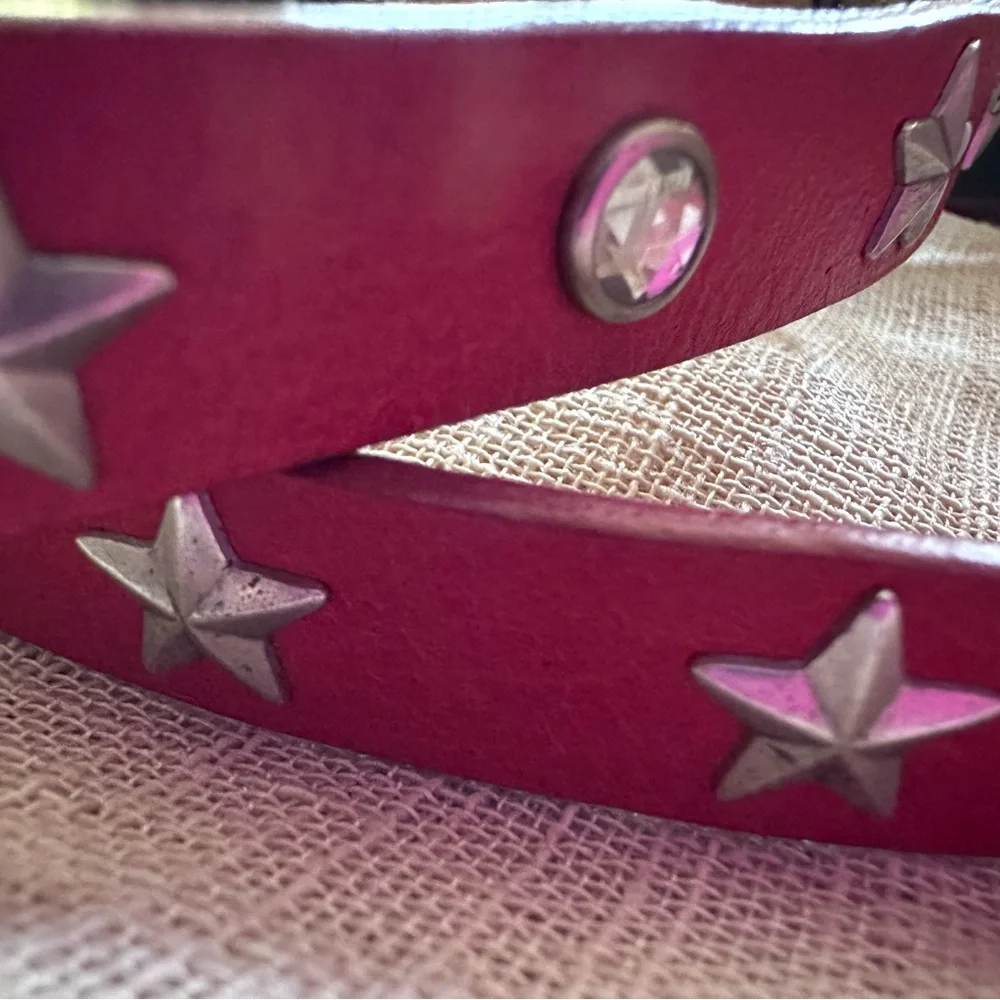 Levi's Western Red Leather Belt with Silver Tone Accents